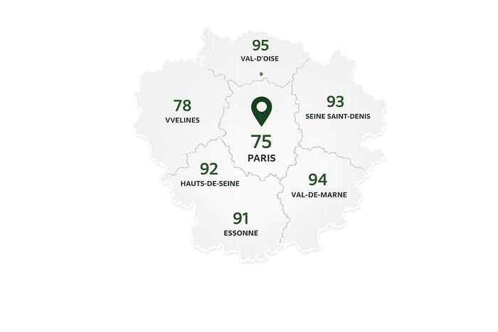 Carte des zones d'intervention Société Réponse en Île-de-France